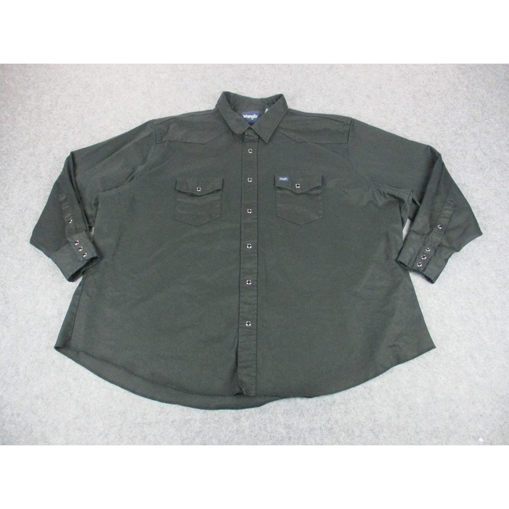 Wrangler Shirt Mens Big 4X Black Twill Pearl Snap Relaxed Fit Work Wear Western